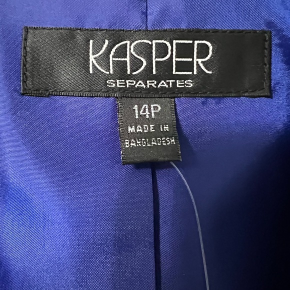KASPER Blue Crepe Open Front Jacket SZ 14P NWT - Picture 3 of 13